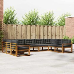 Acacia Wood Outdoor Sectional Sofa Set 9-Piece, Brown