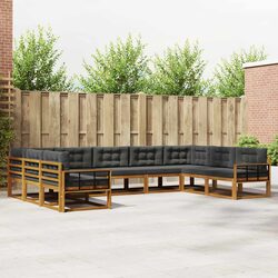 Outdoor Sectional Sofa Set 9-Piece Acacia Wood Construction