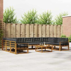 Outdoor Sectional Sofa Set 10 Pieces in Brown Acacia Wood
