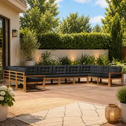 Modern Outdoor Sectional Sofa Set - 10 Pieces with Cushions
