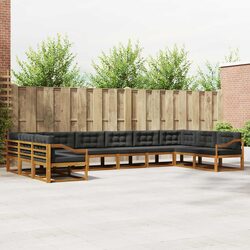 10 Piece Outdoor Sectional Sofa Set with Cushions