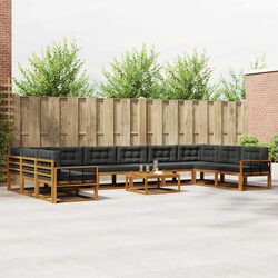 11 pcs Outdoor Sectional Sofa Set with Durable Acacia Wood