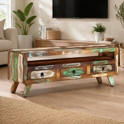 TV Cabinet 110x30x40 cm in Solid Reclaimed Wood
