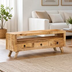 TV Cabinet 110x30x40cm with Storage Drawers and Shelf