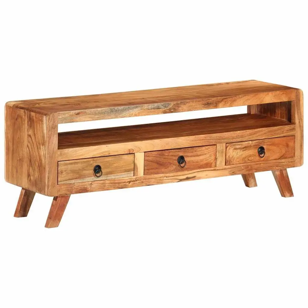 TV Cabinet Solid Acacia Wood Storage Unit with Drawers 110x30x40 cm Brown
