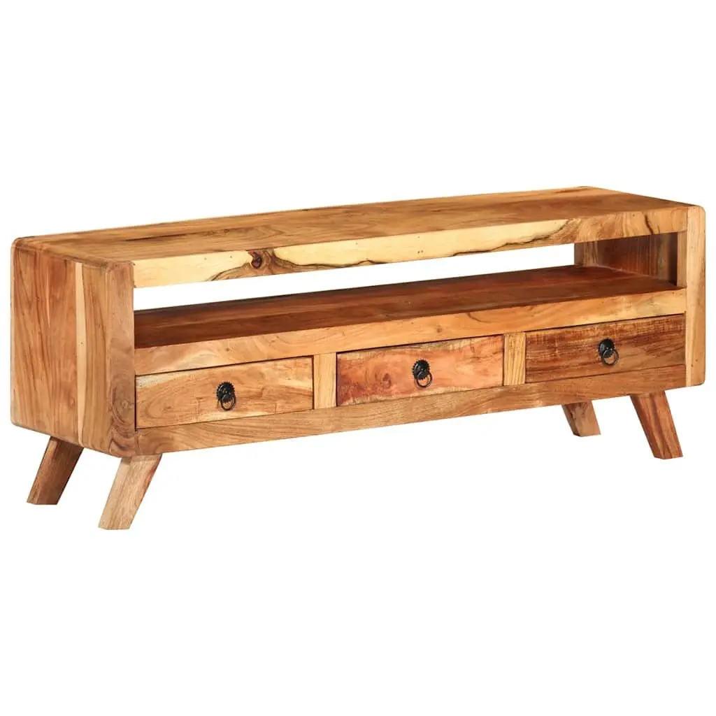 TV Cabinet Solid Acacia Wood Storage Unit with Drawers 110x30x40 cm Brown