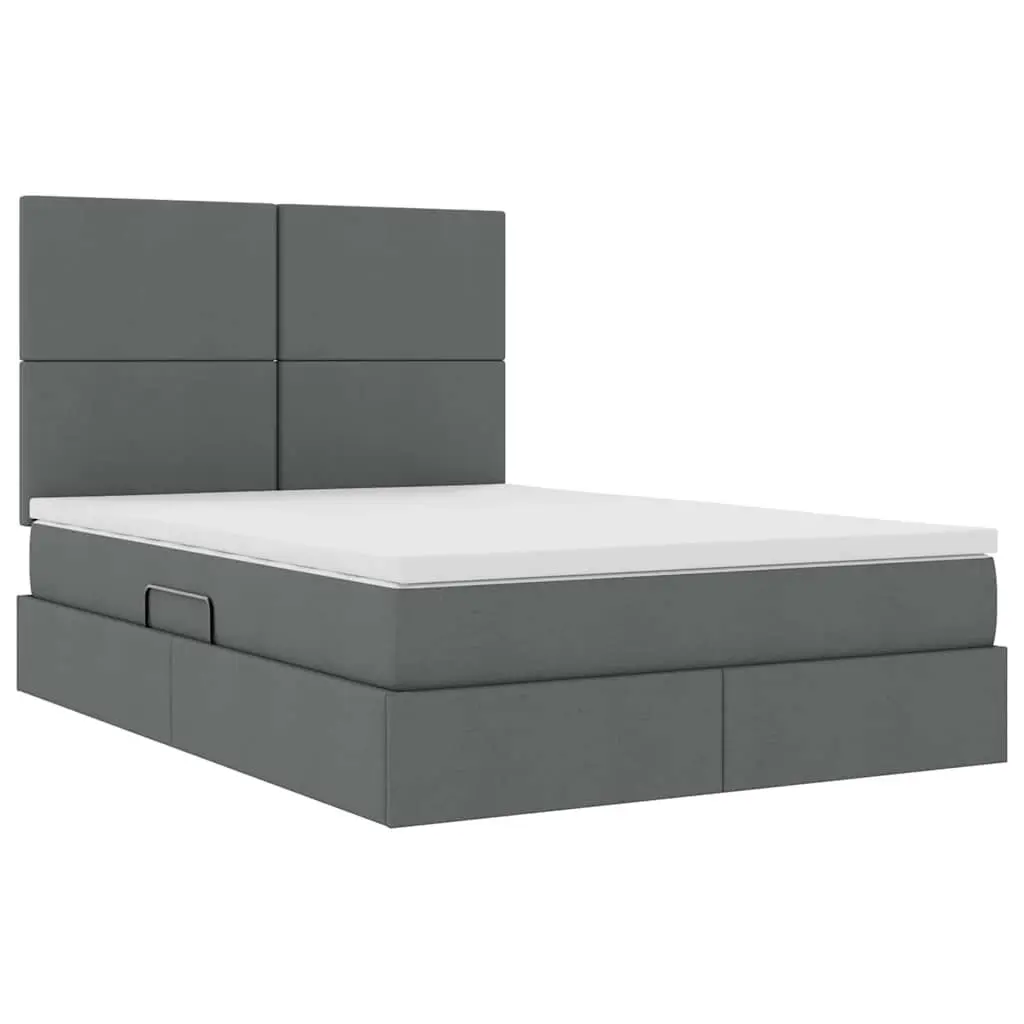 Hydraulic Lift Storage Bed with Headboard Grey 153 x 203 cm for Bedroom Organization