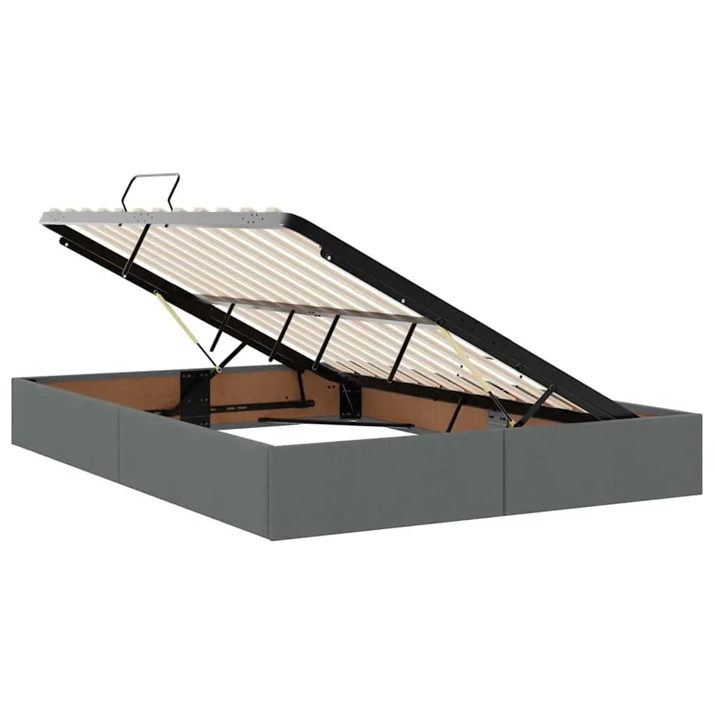 Hydraulic Lift Storage Bed with Headboard Grey 153 x 203 cm for Bedroom Organization