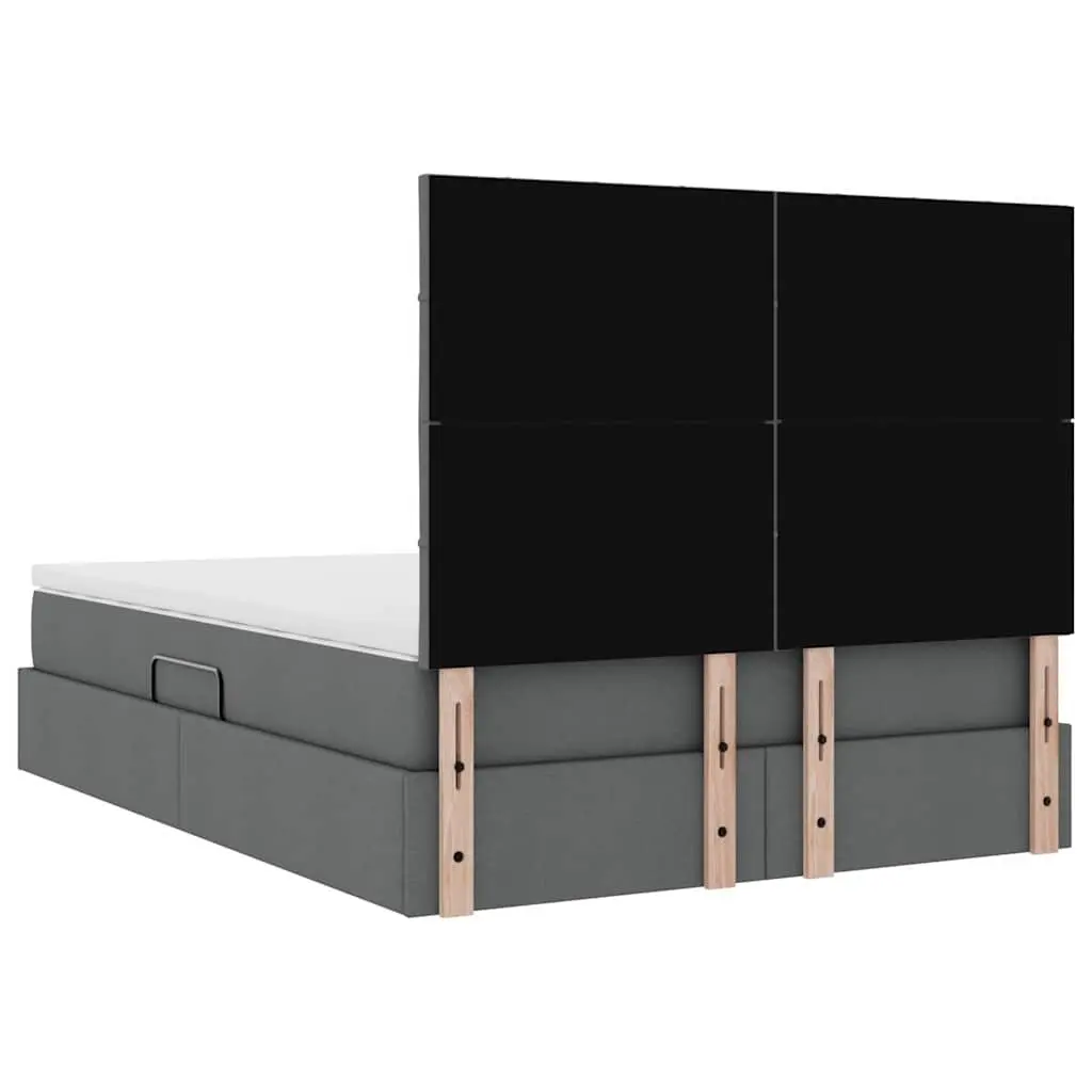Storage Bed with Hydraulic Lift Grey 153 x 203 cm