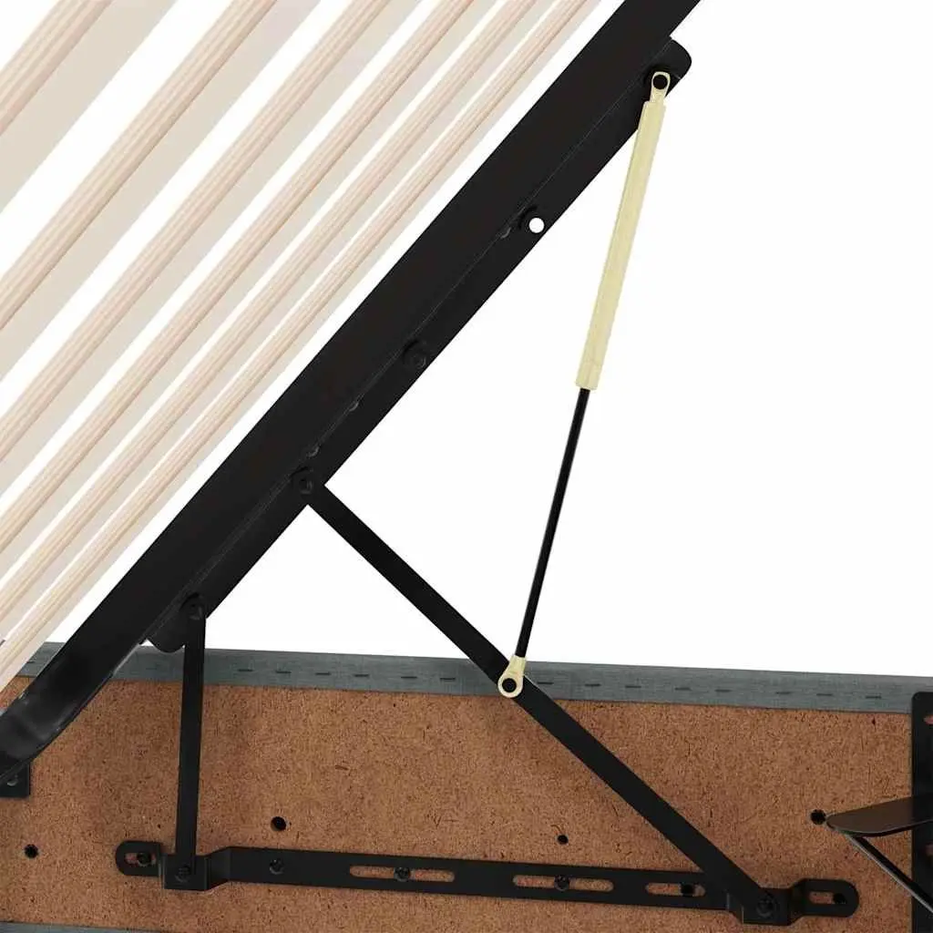 Storage Bed with Hydraulic Lift Grey 153 x 203 cm