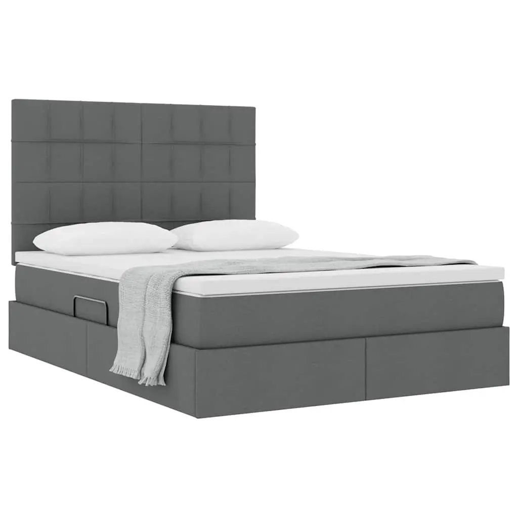 Storage Bed with Hydraulic Lift Grey 153 x 203 cm