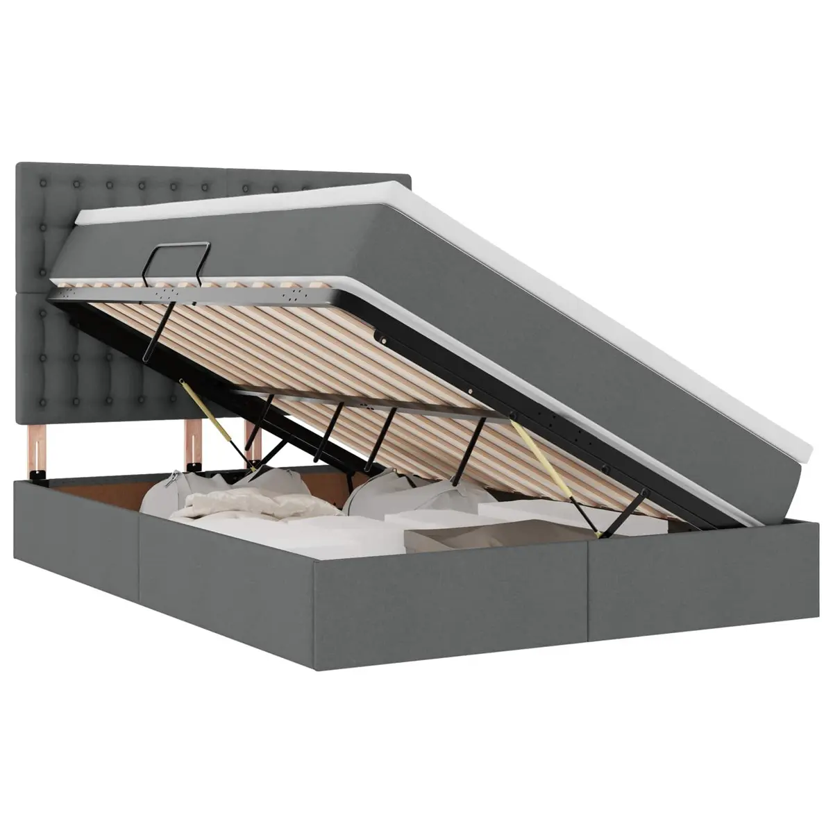 Storage Bed with Hydraulic Lift Under-Bed Storage 153 x 203 cm Grey