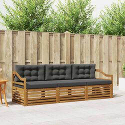 3-Piece Modular Patio Sofa Set with Acacia Wood Construction