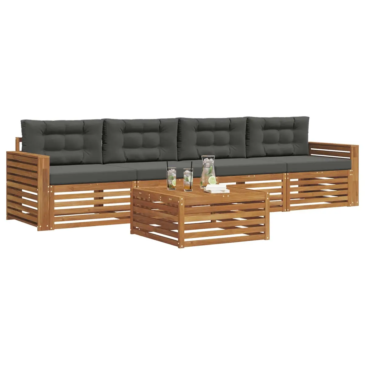 Outdoor Sofa Set Modular Comfort 5 Pieces Natural