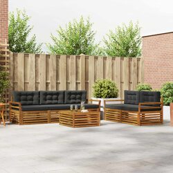 Modular 6-Piece Outdoor Sofa Set with Acacia Wood