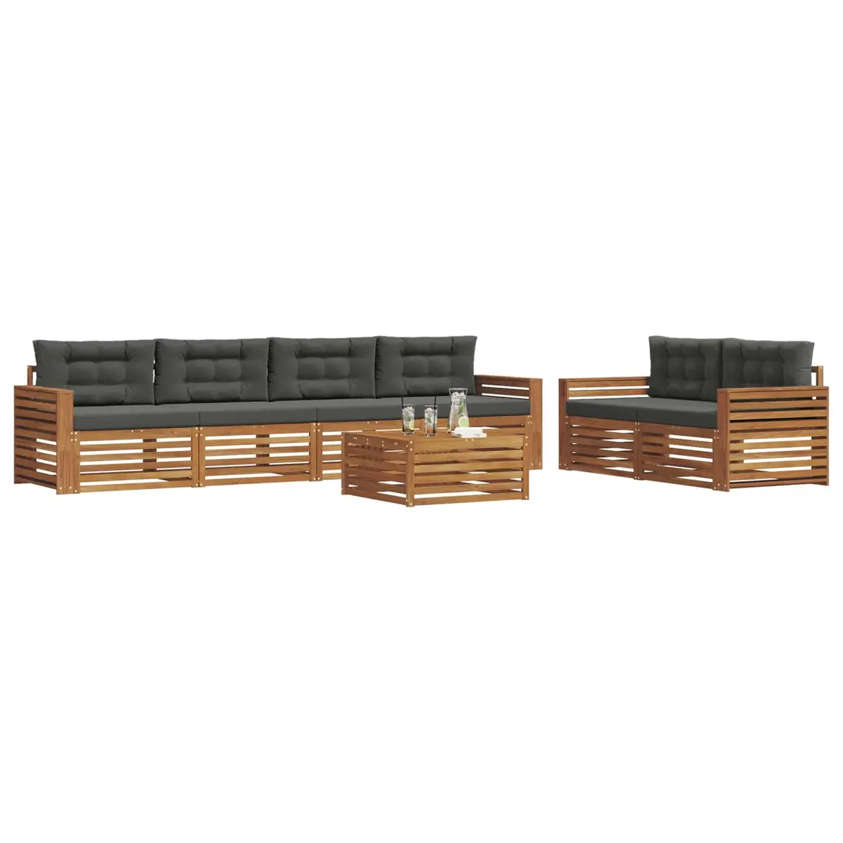 Outdoor Sofa Set 7 Piece Garden Furniture Patio Lounge with Cushions Natural