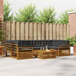 Modular 7-Piece Outdoor Sofa Set Made from Solid Acacia Wood