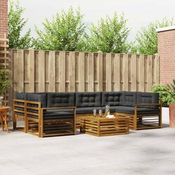 Modular 7-Piece Outdoor Sofa Set with Lacquered Acacia Wood
