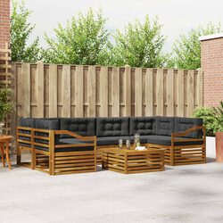 7-Piece Modular Sofa Set with Cushions in Natural Anthracite