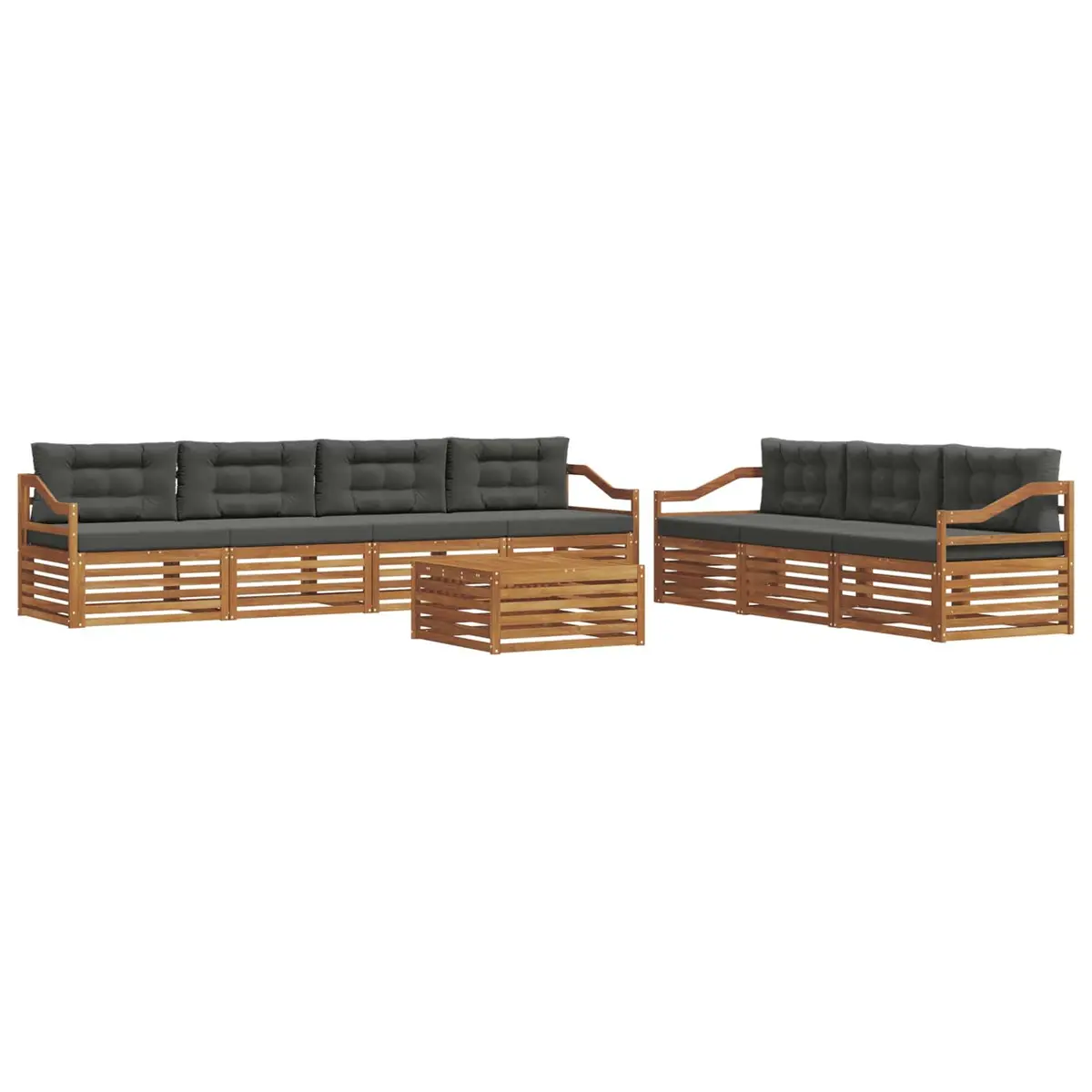 Modular Outdoor Sofa Set 8 Piece Weather-Resistant Natural Acacia and Anthracite Comfort Garden Furniture