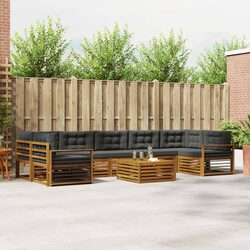 8-Piece Modular Outdoor Sofa Set with Solid Acacia Wood