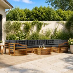 8-Piece Modular Outdoor Sofa Set in Natural and Anthracite