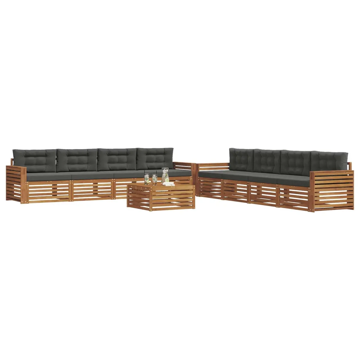 Modular Outdoor Sofa Set Flexible Natural Anthracite 9 Piece Patio Furniture