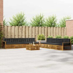 Modular 9-Piece Outdoor Sofa Set with Acacia Wood Frame