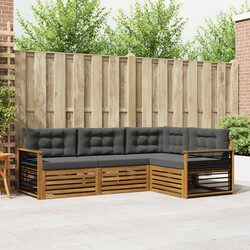 Modular Outdoor Sofa Set 4 Pieces Acacia Wood with Cushions