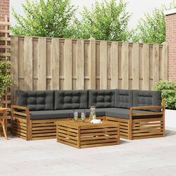 5-Piece Modular Outdoor Sofa Set with Natural Finish