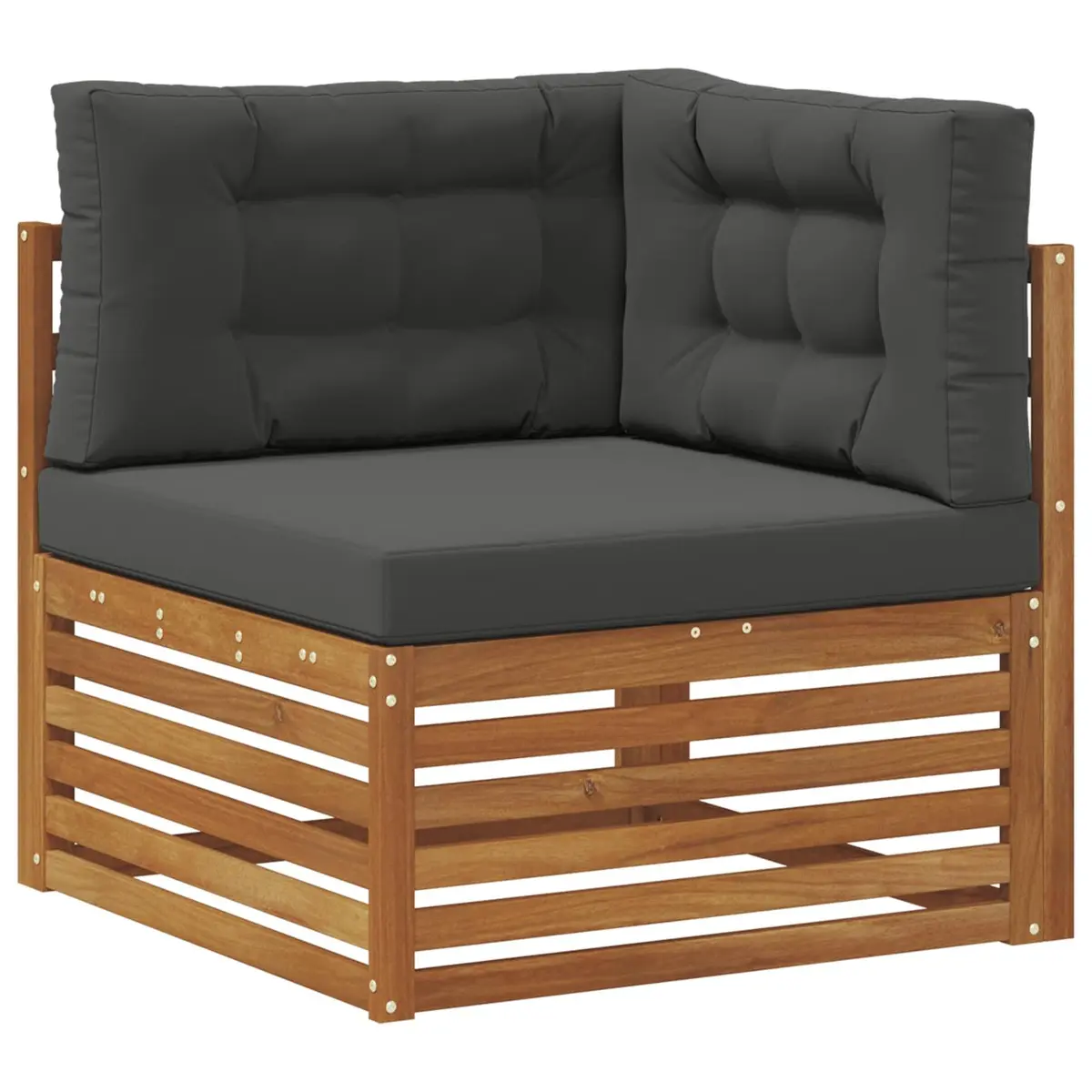 Modular Outdoor Lounge Set 5 Piece Brown Cushioned Acacia Wood Garden Furniture
