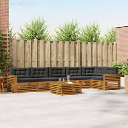 7-Piece Modular Garden Sofa Set in Brown Acacia Wood