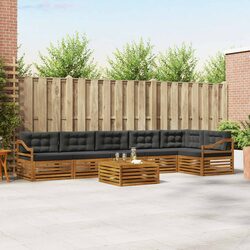 7-Piece Acacia Wood Outdoor Sofa Set with Cushions