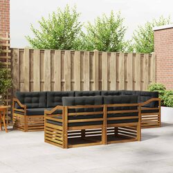 7-Piece Modular Outdoor Sofa Set in Brown Acacia Wood
