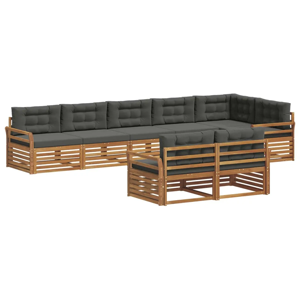 Outdoor Sofa Set Modular Comfort 8 Piece Brown Anthracite