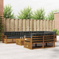 9-Piece Modular Outdoor Sofa Set in Brown with Cushions