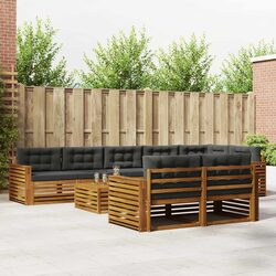9-Piece Modular Outdoor Sofa Set with Acacia Frame