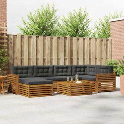 Modular 7 Piece Outdoor Sofa Set with Acacia Wood Frame