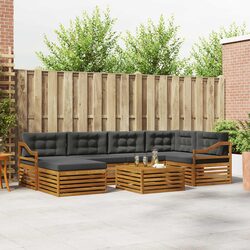 Modular 7-Piece Outdoor Sofa Set in Brown Acacia Wood
