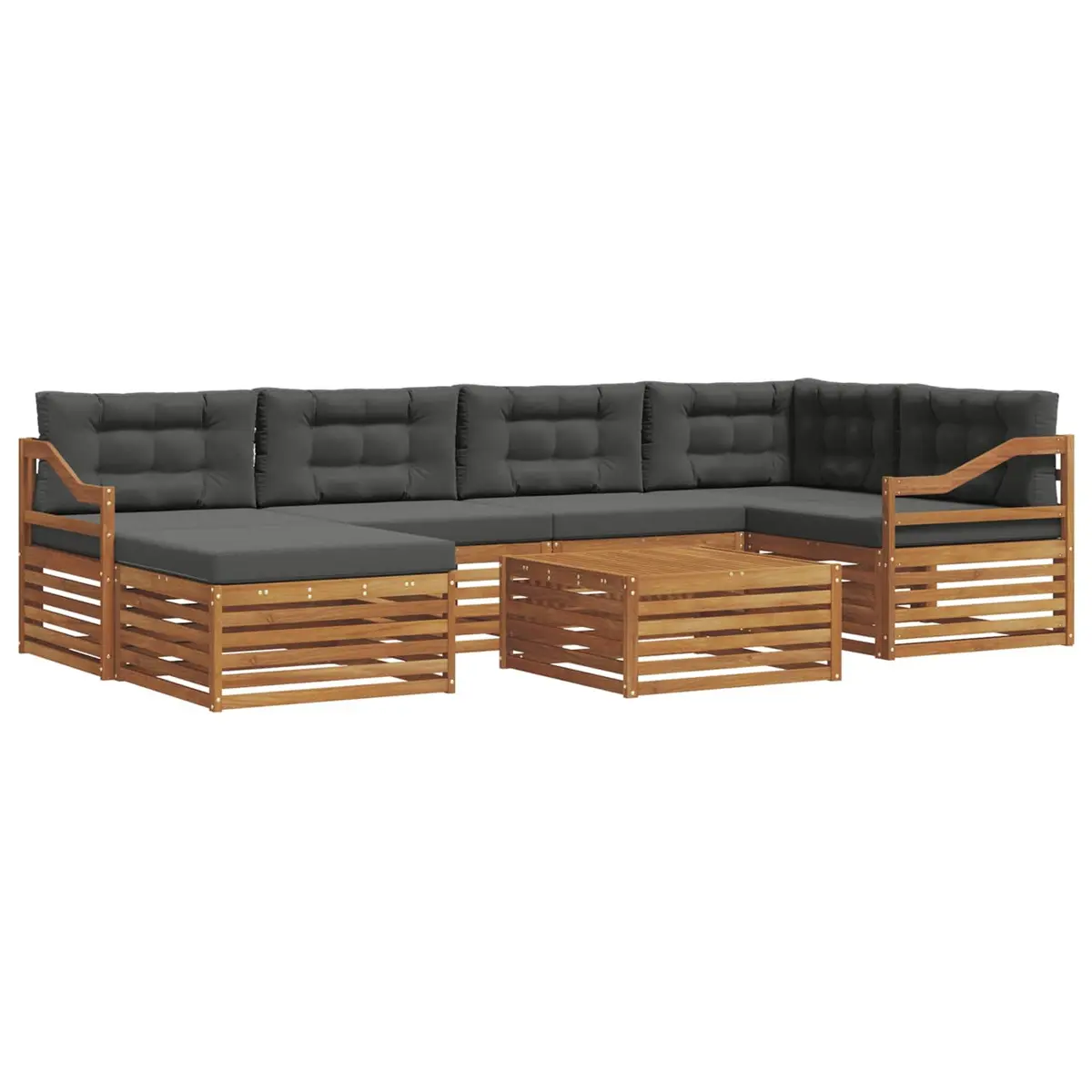 Outdoor Sofa Set 7 Piece Garden Furniture Acacia Wood with Cushions Brown