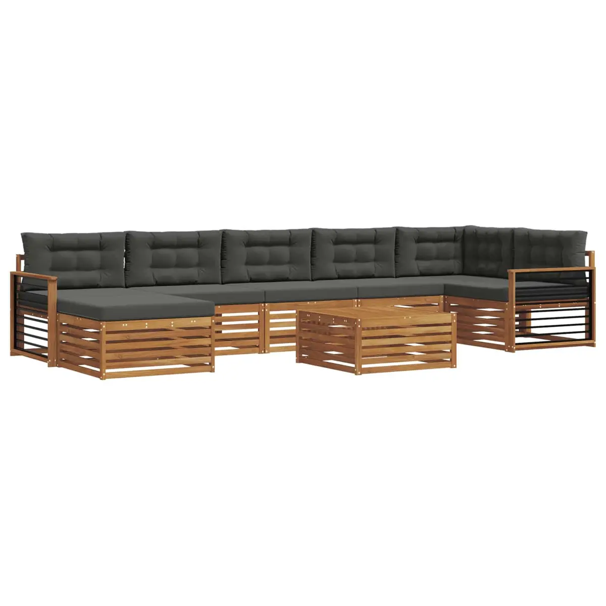 Outdoor Sectional Sofa Set 8 Pieces Modular Patio Garden Furniture with Cushions