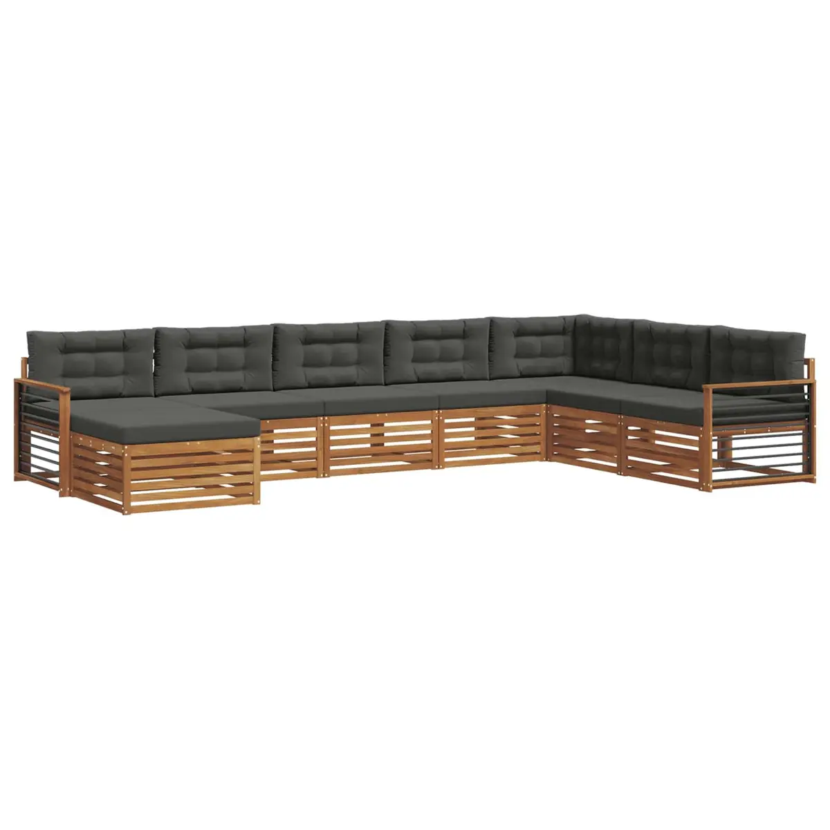 Outdoor Sofa Set 8 Pieces Garden Furniture Acacia Wood Natural Anthracite
