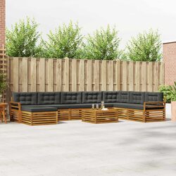 Modular 9-Piece Outdoor Sofa Set with Acacia Wood Frame