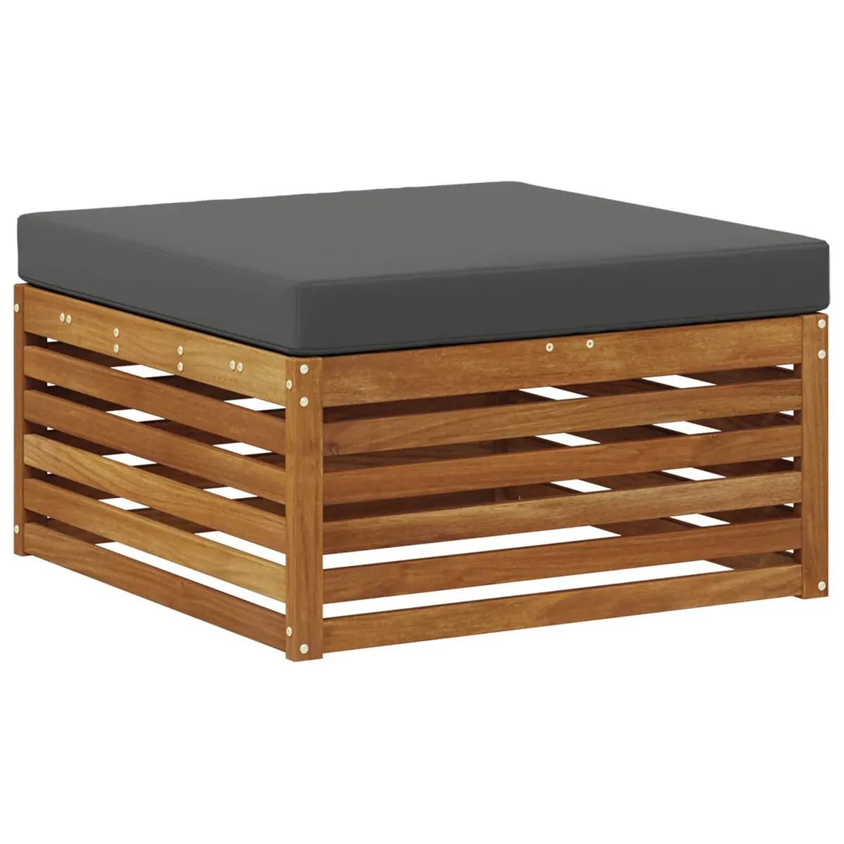 9 Piece Modular Outdoor Sofa Set Anthracite Polyester Cushions Natural Acacia Wood Patio Sectional
