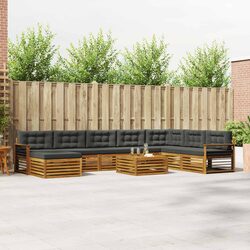 9-Piece Modular Outdoor Sofa Set in Acacia Wood