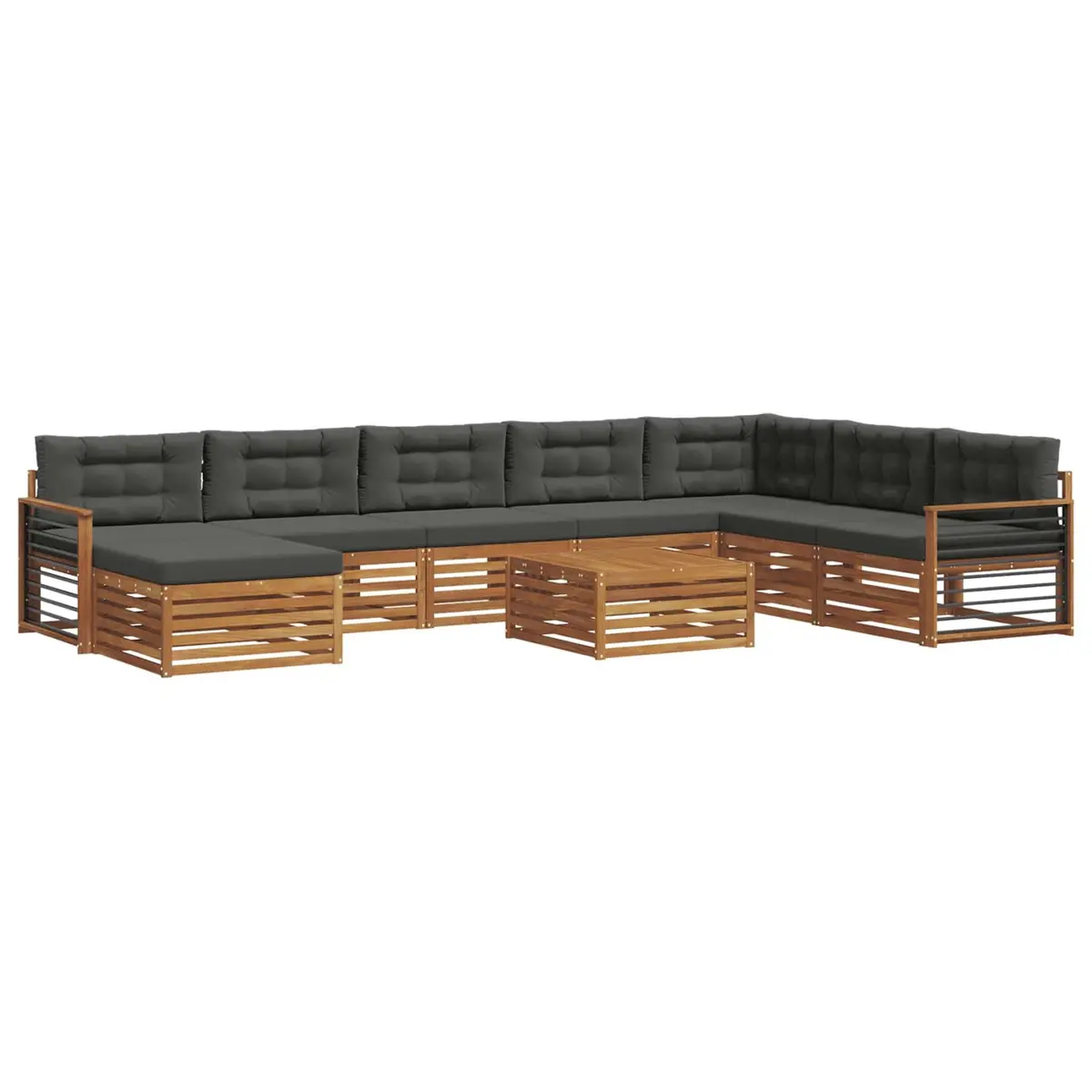 Outdoor Sofa Set 9 Pieces Garden Patio Furniture Natural Anthracite Acacia Wood