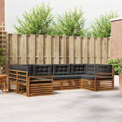 Outdoor 6 Piece Sofa Set: Modular Acacia Wood Design