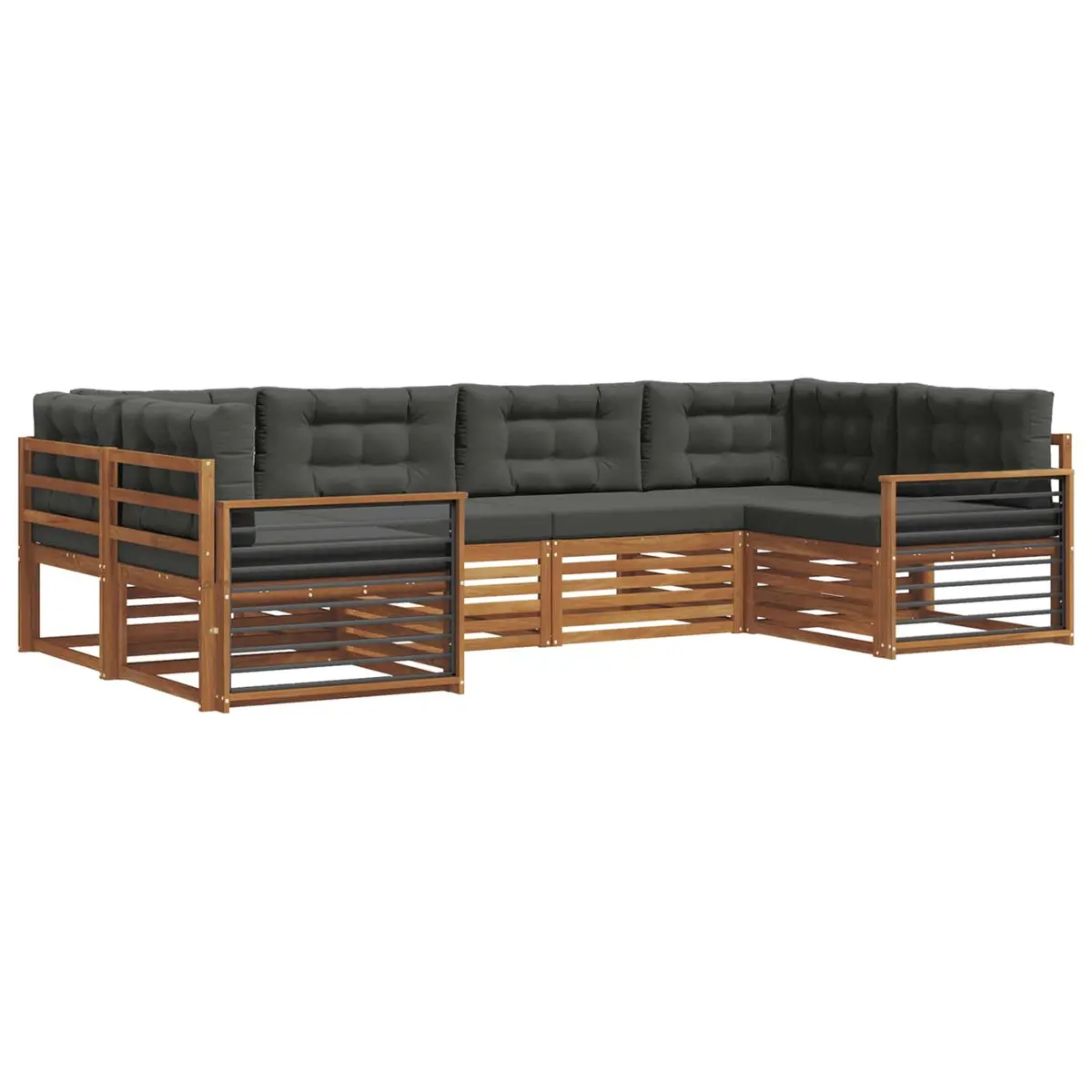 Outdoor Sofa Set Modular Natural Anthracite 6 Piece