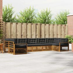 Modular 7-Piece Outdoor Sectional Sofa Set with Acacia Wood