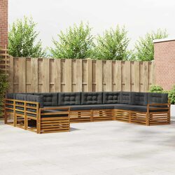 Modular 9-Piece Outdoor Sofa Set with Acacia Wood
